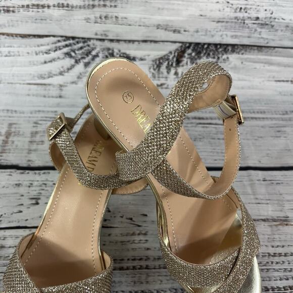 Dream Pairs Heels Pumps Shoes sz 7.5 Gold Sparkles Wedding Cocktail Evening - Picture 2 of 11